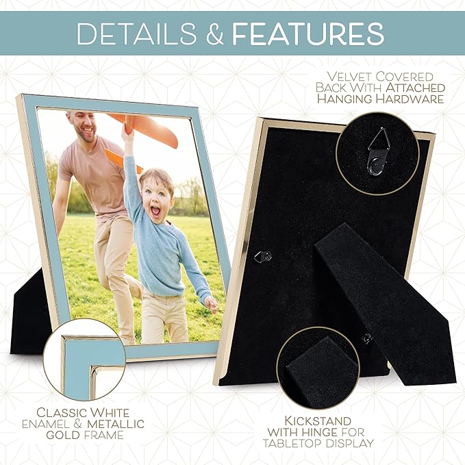 Sheffield Home Tabletop Picture Frame – Iron Enamel Decorative Display Frame for Home or Office, 4x6 Inch, Light Blue