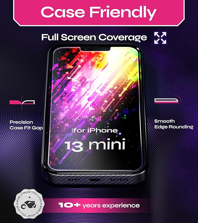 Defenslim Screen Protector for iPhone 13 mini (2Pack), Easy Auto-Align Install Kit, 5.4" Tempered Glass, 9H Hardness, Ultra HD Clear, Case Friendly, EasyShield