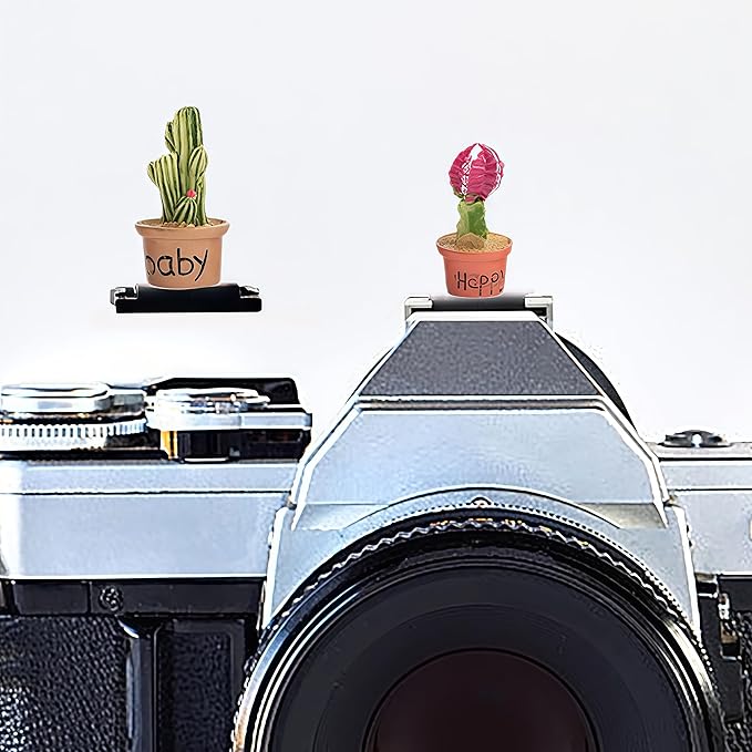 Camera Hot Shoe Cover, Cartoon Plants Cactus Hot Shoe Cap, Hot Shoe Protector Compatible with Sony Fujifilm Fuji Canon Nikon Pentax Leical Panasonic (2pcs Happy Baby)