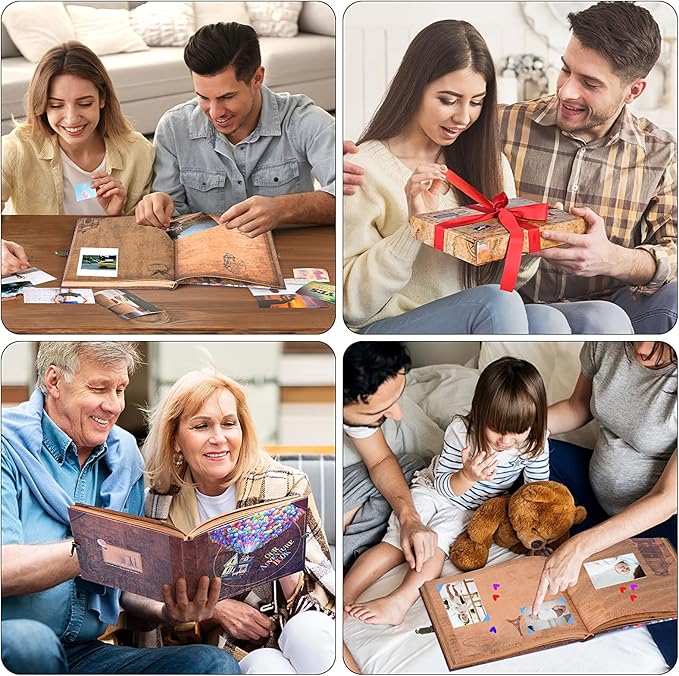 Adventure Book 148-Page DIY Handmade Scrapbook Kit - Vintage Embossed Cover Travel Diary,Gift Boxed with Full DIY Accessories for Couples,Anniversaries & More for Life’s Greatest Adventures