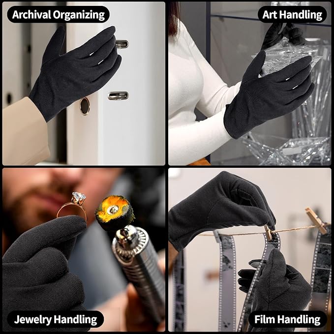 ENPOINT Touch Screen Gloves, Black Cotton Gloves for Dry Hands Sleeping, Black Gloves Men and Women Moisturizing Gloves, Black Work Gloves for Coin Handling, Jewelry, Photography, 5 Pairs Extra Large
