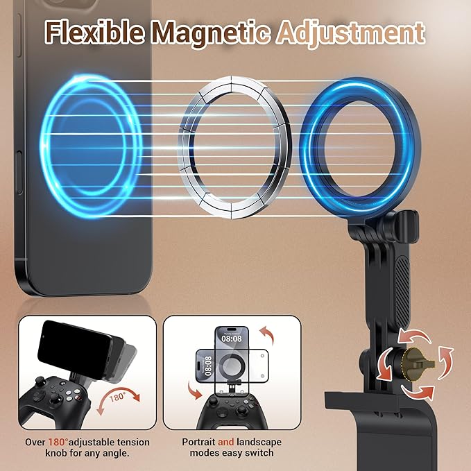 KIWIFOTOS Magnetic Phone Mount for Xbox Wireless Gaming Controller (2025) Phone Stand Holder for iPhone 17 16 15 14 Samsung Pixel Smartphone
