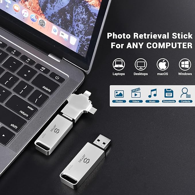 Multiport-Photo-Stick-Backup-Flash-Drive 512GB Fully Automatic Backup for iPhone iPad Android PC Mac - Smart Detection & Organization - Secure Photo Backup & Transfer Device Memory-Stick-Thumb-Drive