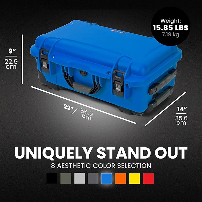 NANUK 935 Hard Case – Waterproof Equipment Case with Wheels, 22” x 14” x 9” – Dustproof and Impact Resistant, Airline Carry-On Approved - Blue