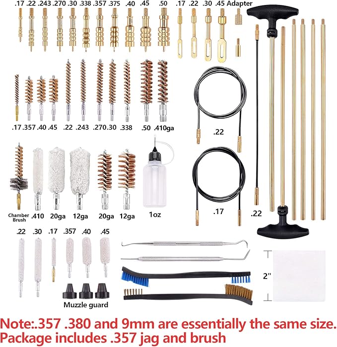 BOOSTEADY Gun Cleaning Kit Universal Gun Cleaning Kit Shotgun Pistol Cleaning Kit with Lightweight Organized Carrying Case Gun Cleaning Supplies Gun Cleaner Bottle Brass Jags and Tips
