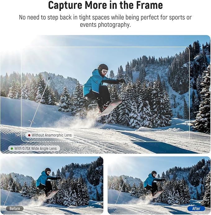 NEEWER 0.75X Wide Angle Lens Compatible with DJI Osmo Pocket 3 Creator Combo Accessories, Magnetic Multicoated Aspherical Action Camera Lens with 108° Expanded FOV & 2X Cleaning Cloth