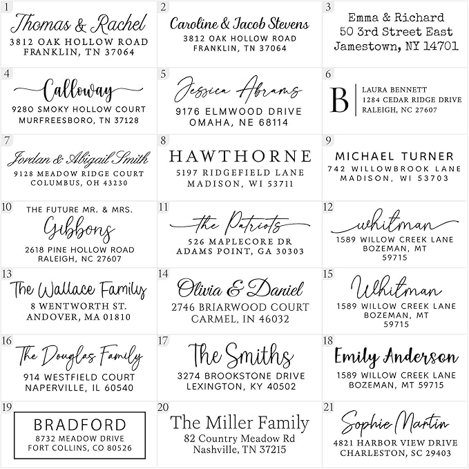 100 Personalized Address Labels - Glossy White Return Address Label 2.5" x 0.75'', Stylish Fonts for Envelopes & Packages, Customizable Labels for Home or Office Use