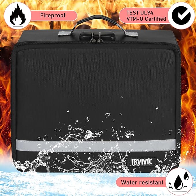 IBVIVIC Fire-resistant Photo Storage Box, Photo Organizer with Lock, Portable Photo Storage Containers Suitable for Storing 18pcs 4" x 6" Photo Cases (Box Only)