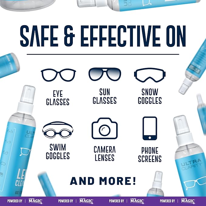 Powered by Nano Magic Eyeglass Lens Cleaning Spray 6 oz (1 Pack) | Professional Grade Formula, Silicone-Free | for Glasses, Phone, Electronic Screens, Optic Surfaces, Coated Surfaces - Made in USA
