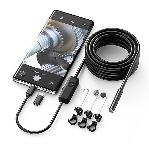 1920P HD Endoscope Camera with 8 Light, 9.8ft Ultra-Maneuverable Borescope for Smartphones, Handy Tangle-Free Snake Lightweight Inspection, Semi-Rigid Cable for Android and iOS, iPhone, iPad, Tablets