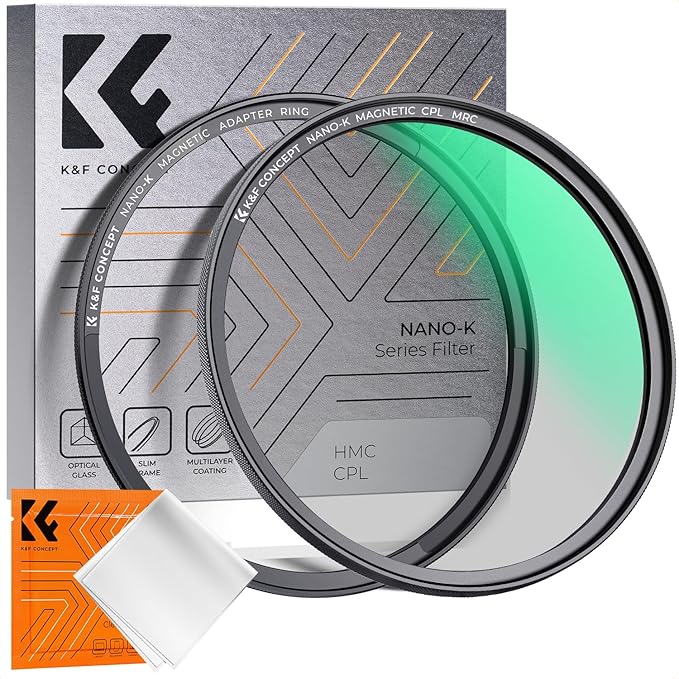 K&F CONCEPT 62mm Magnetic Circular Polarizer Lens Filter with Cleaning Cloth Optical Glass Ultra Slim Polarizing CPL Lens Filter with 18 Multi-Layer Coatings (K-Series)