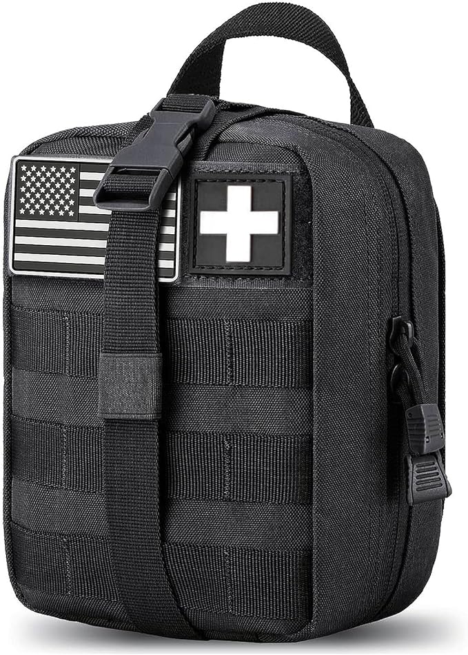 Molle medical pouch ifak bag first aid kit tactical pouch empty emt med belt pouch rip away small rescue trauma pouches (Black)
