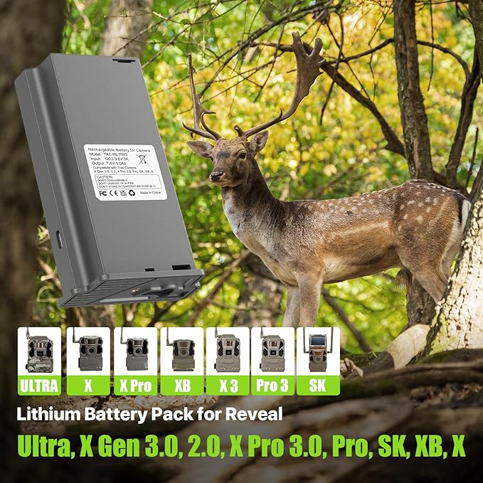 New Battery Pack for Reveal Camera Upgraded Enhanced Solar Charging Battery Compatible with Reveal Hunting Trail Camera Reveal Ultra,X Gen 3.0, Pro 3.0, X, X Pro, X Gen 2.0, XB, SK