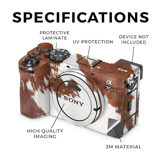Camera Skin Compatible with Sony Alpha 7CR Camera (2023) - Cow Hide - Premium 3M Vinyl Protective Wrap Decal Cover - Easy to Apply | Crafted in The USA by MightySkins
