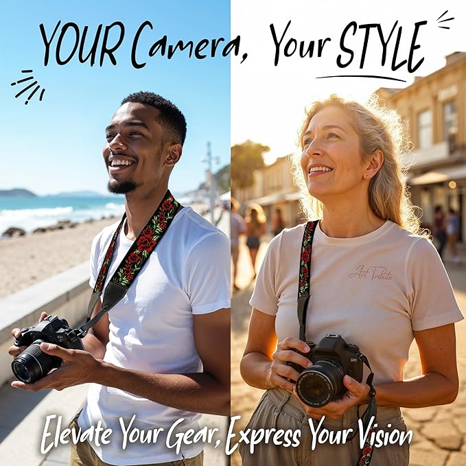 Art Tribute Camera Strap for All DSLR and Mirrorless Cameras. Add Your Name Or Initials Make It a Personalized Gift