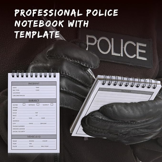 Teling 8 Packs Public Safety Police Field Interview Notebook Report Notepad for Law Enforcement Officer Gifts Ticket Book Notebook Cop Interview Equipment Accessories, 70 Sheets/ 140 Pages