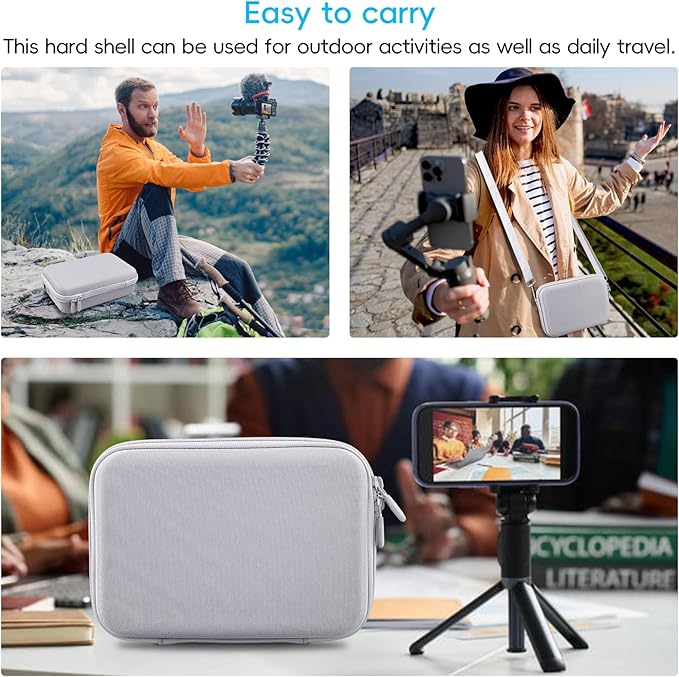 co2CREA Osmo Mobile 8/7P/7 Gimbal Stabilizer Hard Case - Waterproof Travel Storage Box with Custom Foam Insert & Mesh Pocket for DJI OM Mobile 7P Smartphone Gimbal, Accessories, Cables (White Case)