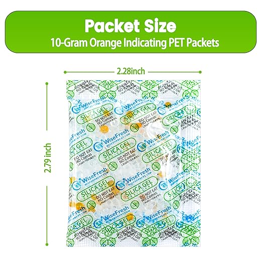 Silica Gel Packets, 10 Gram Food Safe Desiccant Packs, Orange to Green Indicating- Moisture Absorbers for Storage (10G/750Pcs)