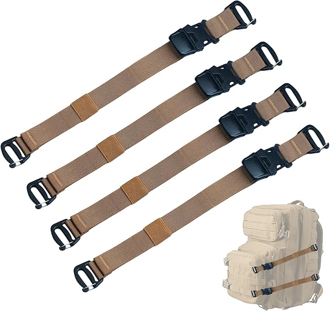 Molle Straps, 4 Pcs Tactical Molle Backpack Straps with Buckles, Adjustable Attachment Webbing Strap to Tie Down Tripod, Backpacks, Other Gear, Molle Accessories for Outdoor Hiking Camping Climbing