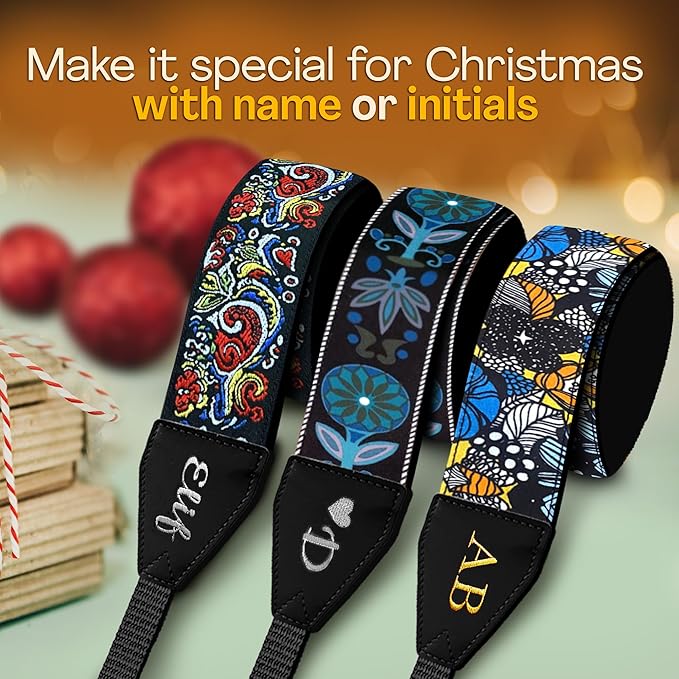 Art Tribute Camera Strap for All DSLR and Mirrorless Cameras. Add Your Name Or Initials Make It a Personalized Gift