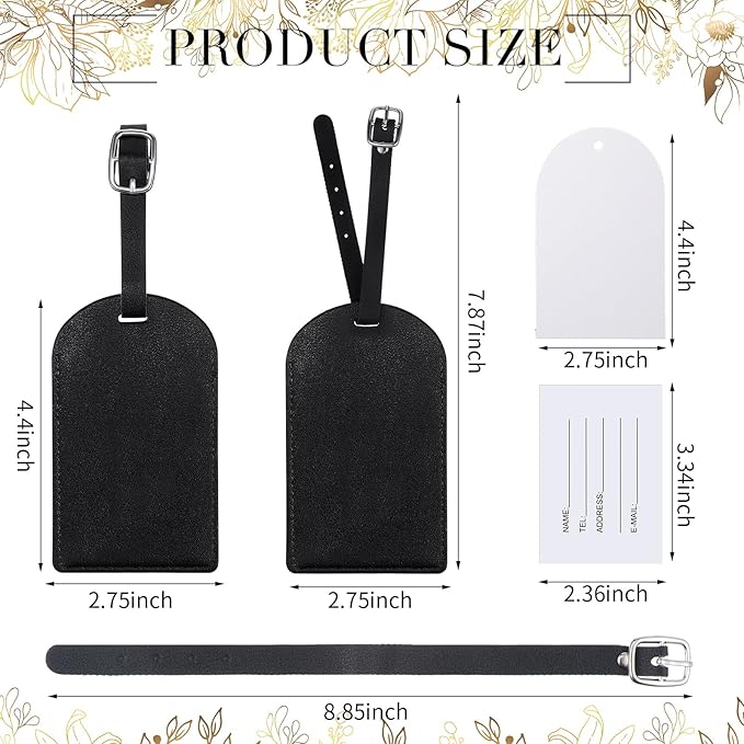 Amylove 48 Sets Leather Luggage Tags Bulk Wedding Favors Luggage Tags for Guests Bridal Gifts Wedding Bridal Shower Gift PU Leather with Name ID Card Tag for Guests