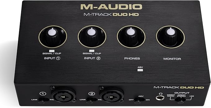 M-AUDIO M-Track Duo HD Audio Interface 24bit 192kHz for Recording, Streaming, Podcasting with USB-C, 2 XLR TRS Inputs, 2 TRS Outputs, Software Suite