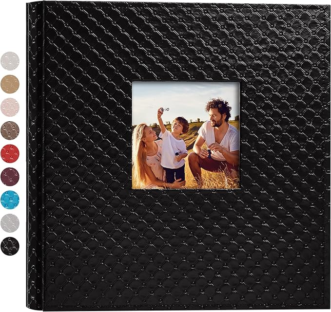 Mublalbum Leather Photo Album 4x6 600 Photos Large Capacity Picture Book with Horizontal and Vertical Pockets for Baby Wedding Anniversary and Family (Black)