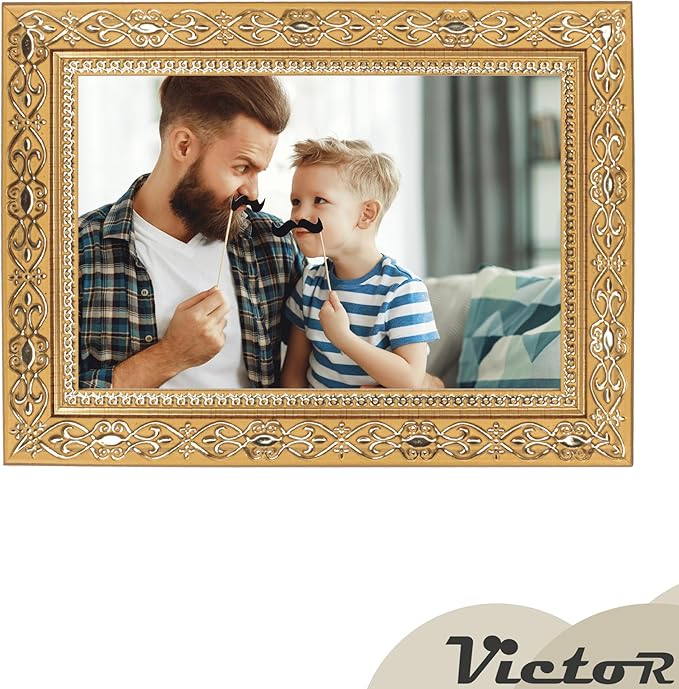 Victor Picture Frame 4x6 in Gold "Vermeer" - Antique Picture Frame with shatterproof Acrylic Glass - 4 x 6 Photo Frame Vintage