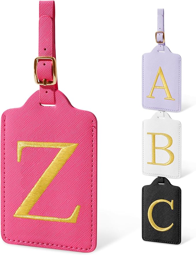 Personalized Initial Letter Luggage Tags for Suitcases,Suitcase Identifier Baggage Tag,Cute Travel Luggage Tags,Best Gift Wedding Birthday for Couples Honeymoon Friend Family Vacation(Rosered Z)