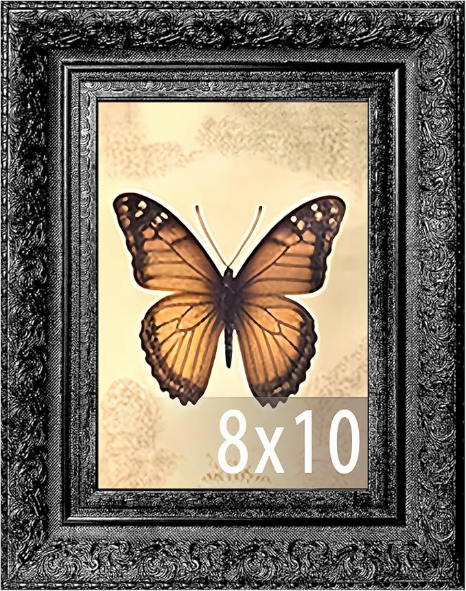 Vintage Picture Frame, Decorative Wall Hanging and Tabletop Display Photo Frame (Black, 8X10)