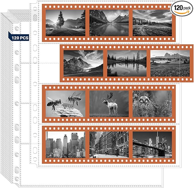 ENPOINT 120 Film Holder 120-4, 120 Pack 120 Film Negative Sleeves for Film Negative Storage, Up to 1920 Frames Total
