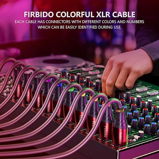 XLR Cable 2 FT 10 Pack, Balanced XLR Microphone Cable 3 Pin Mic Cable DMX Cable for Amplifier, Mixer, Shure SM/Shotguns Microphones, Speaker Systems