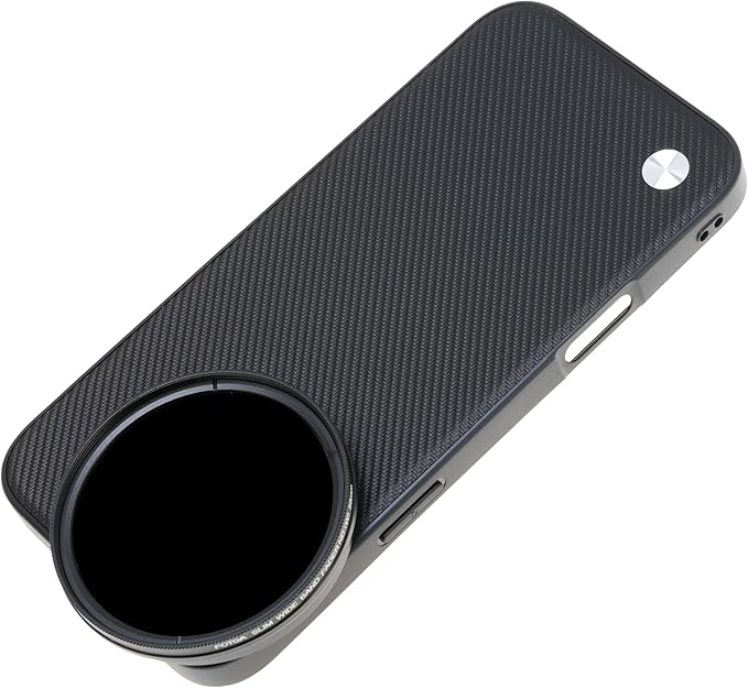 FocusFoto Phone Case Holder for iPhone 16 Pro Case, Integrated with 58mm Threaded Filter Adapter, with 58mm Variable ND2-ND400 Fader ND Neutral Density Filter Kit, Compatible with MagSafe (Black)