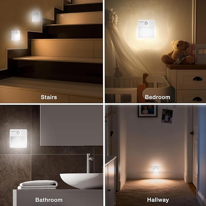 EverBrite Rechargeable Square Motion Sensor LED Night Light, Motion Activated LED Night Light with 3 Lighting Modes, Touch Control, 3 Color Temperatures & Dimmable, for Hallway, Bedroom, 6 Pack