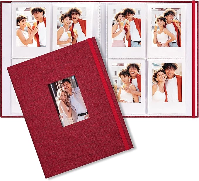 Vienrose Mini Polaroid Photo Album Book 208 Photos 2x3 Inch Pictures for Fujifilm Instax Mini 7s 8 9 11 25 26 40 50s 90 Evo Z2300 Instant Camera, Polaroid Snap Red 1 Pack
