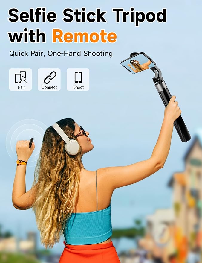 70" Magnetic Phone Tripod, Selfie Stick Tripod for iPhone Magsafe with Rechargeable Remote & 2 in 1 Magnetic Holder, Portable Cellphone Stand for Recording Travel, Compatible with iPhone and Android