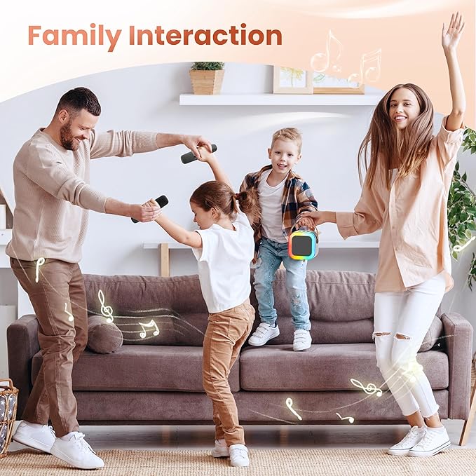Mini Karaoke Machine for Kids Adults, Portable Bluetooth Speaker with 2 Wireless Karaoke Microphones, 2026 TOP Birthday for Girls Boys 3,4,5,6,7,8+Year Old Toddler Toys Karaoke Player(Grey)