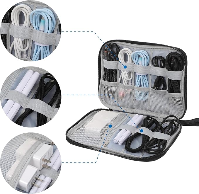 Cable Organizer Bag Travel Cord Organizer Electronics Accessories Bag Travel Case Pouch Portable Carrying Case for Charger Cable Phone Flash Drive Usbs Earphone