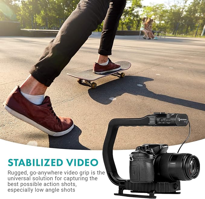 Movo MicRig-W1 Wireless Microphone Filmmaker Kit - Video Handle Stabilizer with Built-in Wireless Lavalier Microphone Compatible with Canon EOS, Nikon, Sony, Panasonic DSLR and Mirrorless Cameras