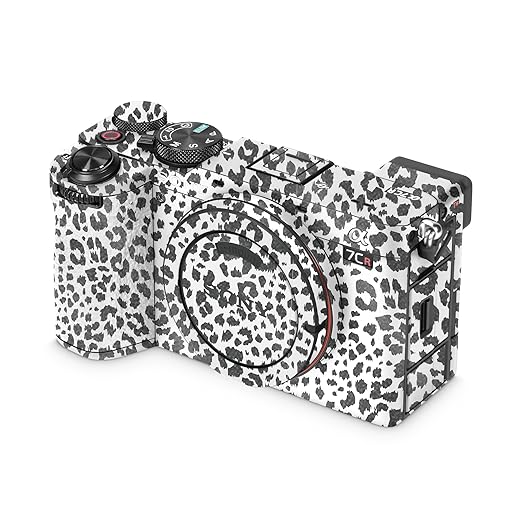 Glossy Glitter Camera Skin Compatible with Sony Alpha 7CR Camera (2023) - Snow Leopard Print - Premium 3M Vinyl Protective Wrap Decal Cover - Easy to Apply | Crafted in The USA by MightySkins