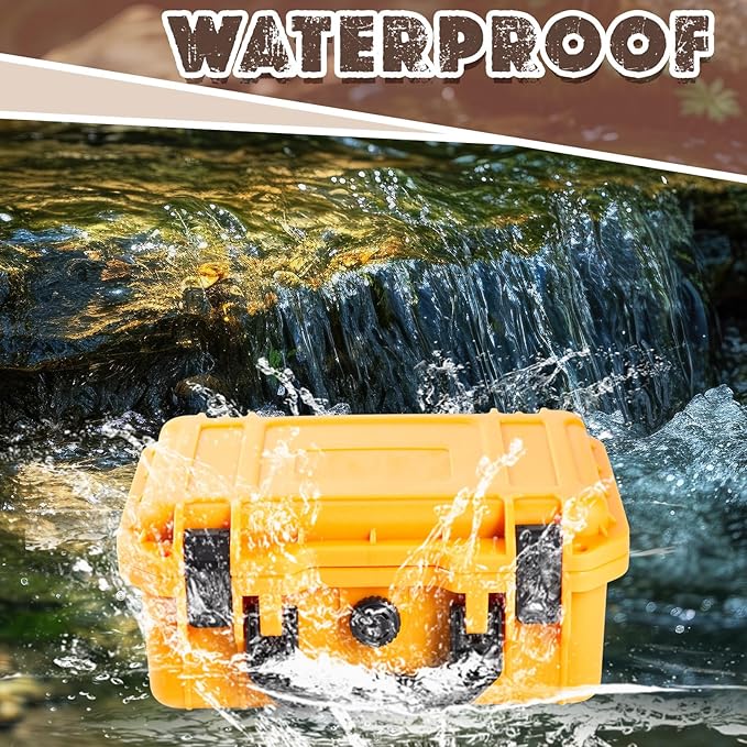 Relaxweex 1 Pcs 14.3 x 11.4 x 4.5 Inch Waterproof Hard Case with DIY Customizable Foam Insert Portable Protective Case with Knife for Camera Drones Equipments Tools Test Instruments (Yellow)