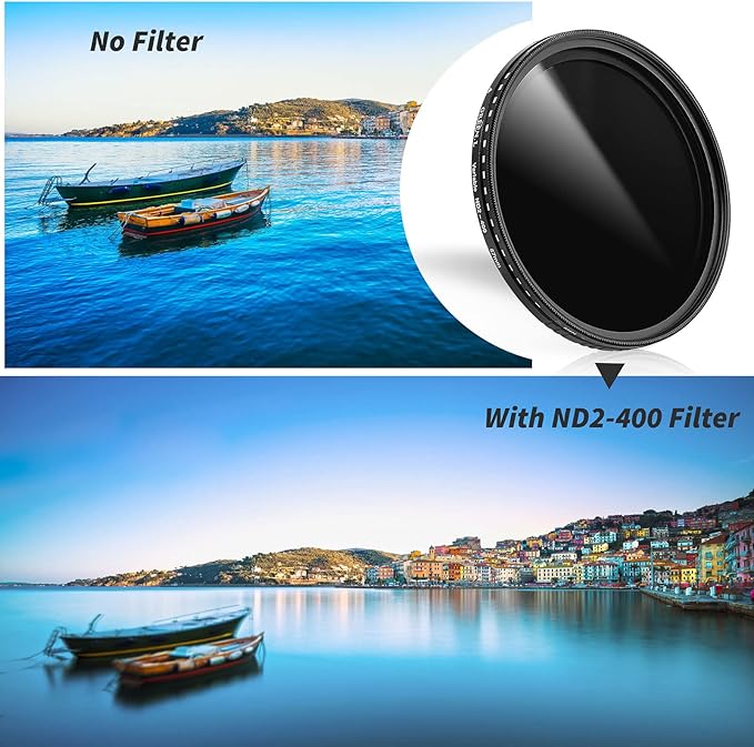 GREEN.L 46mm Variable ND Filter, Ultra Slim ND2 to ND400 (1-9 Stops) Adjustable Neutral Density Filter for Camera Lens