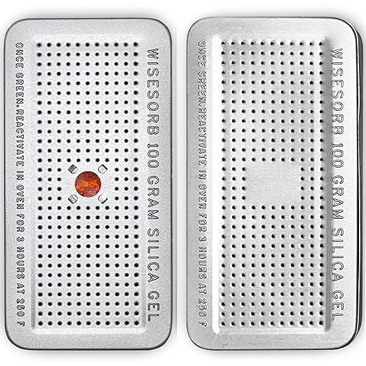 100 Gram 3 Pack Indicating Silica Gel Canister, Gun Safe Dehumidifier (Orange to Green), Reusable Desiccant Canister Dehumidifier