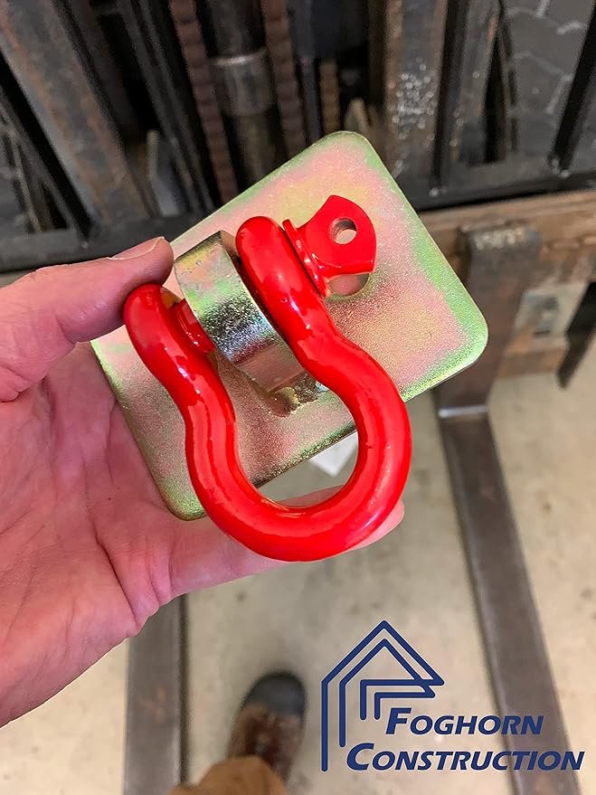 D Ring Shackles Mount with Backing Plate & 1/2 Inch D-Ring - D Rings for Trailers & Tractor Accessories - Trailer Tie Down Anchor - Includes Center Punch Tool - 2 Pack
