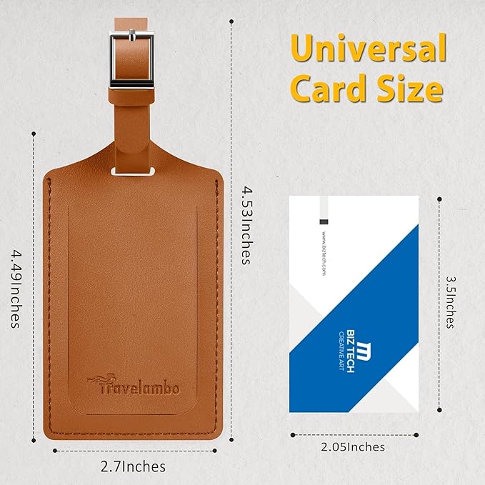 Travelambo 26 Pack Luggage Tags Faux Leather for Suitcases Travel Bag Labels with Protection Cover ID (Yellowish Brown)