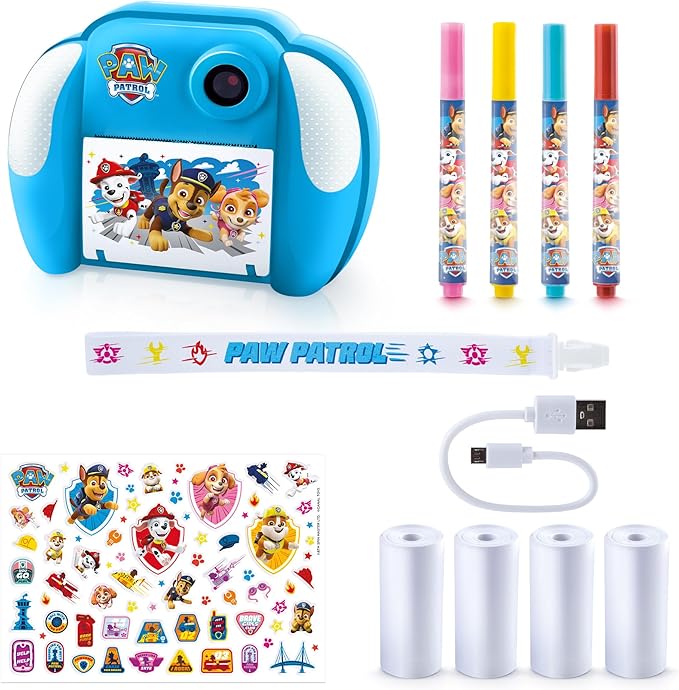 Paw Patrol™ My First Instant Camera; Photo, selfie, and video functions; Ink free printing; Frames and filters can be added digitally; Stickers and markers can be added after printing-Amazon Exclusive