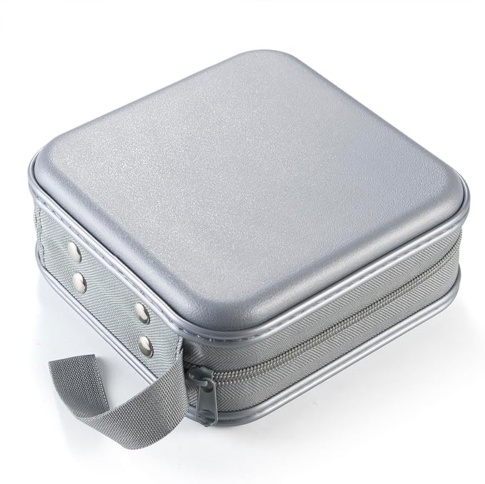 alavisxf xx 48 Capacity Hard Plastic DVD Case Portable Zipper CD Case Holder Large Storage Disc Wallet Bag for Car Home Travel (Grey)