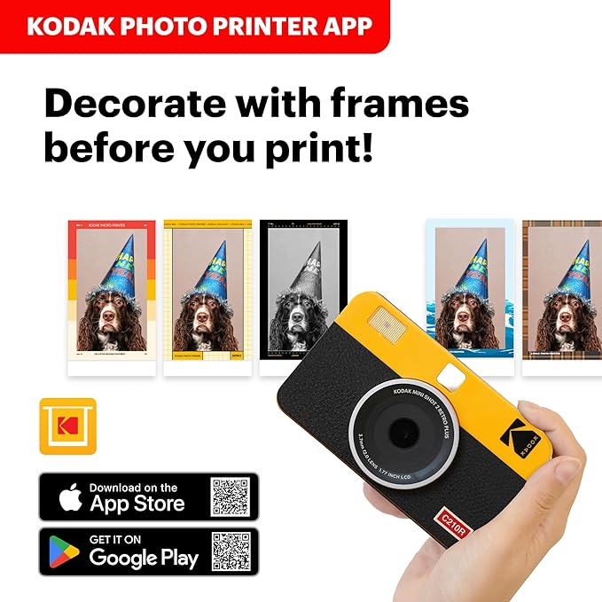 Kodak Mini Shot 2 Retro 4PASS 2-in-1 Instant Digital Camera and Photo Printer (2.1x3.4 inches) + 8 Sheets, White