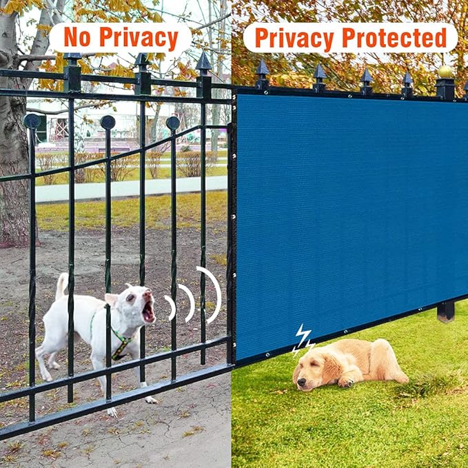 i COVER 6x25ft Fence Privacy Screen, Heavy Duty Privacy Fence Screen, Outdoor Shade Cloth Mesh Barrier, Cable Zip Ties Included, Blue