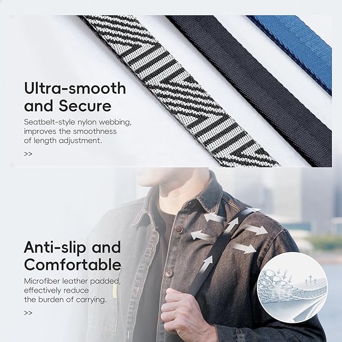 JJC DSLR Camera Neck Strap with Patented Quick Release Buckles, Universal Adjustable Camera Shoulder Sling Strap for Canon Nikon Sony Fujifilm Olympus Pentax DSLR SLR Cameras (Black)